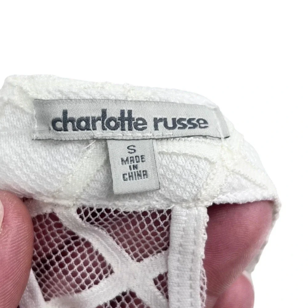 NWT Y2K Charlotte Russe Women's Juniors‎ Dress Small White Lace Mock Neck Boho
